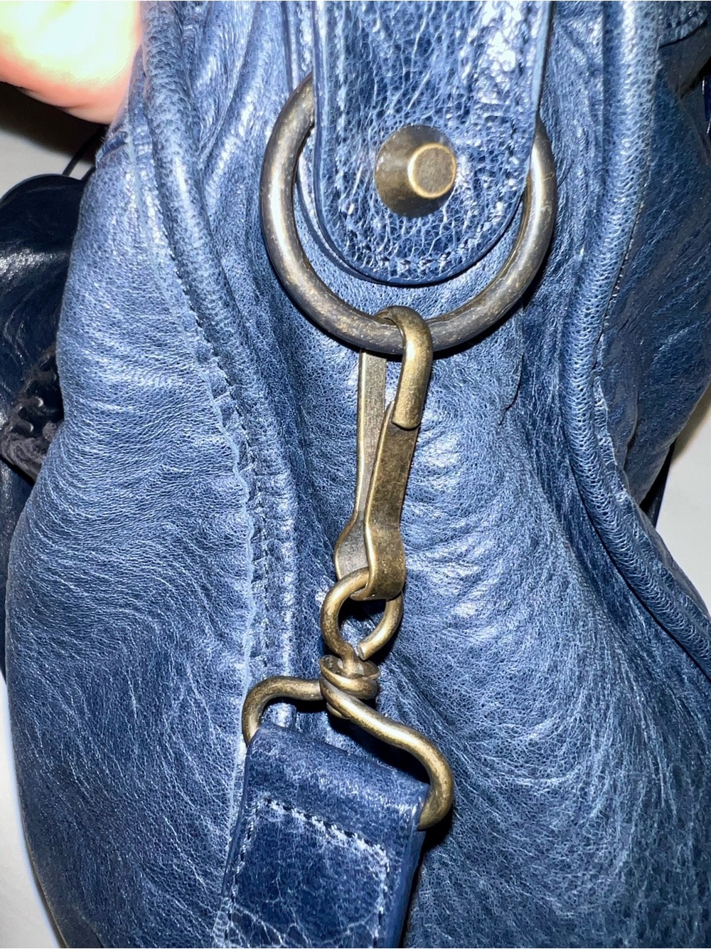 Balenciaga Medium City Navy Blue Leather Shoulder Bag Y2K - Picture 10 of 14